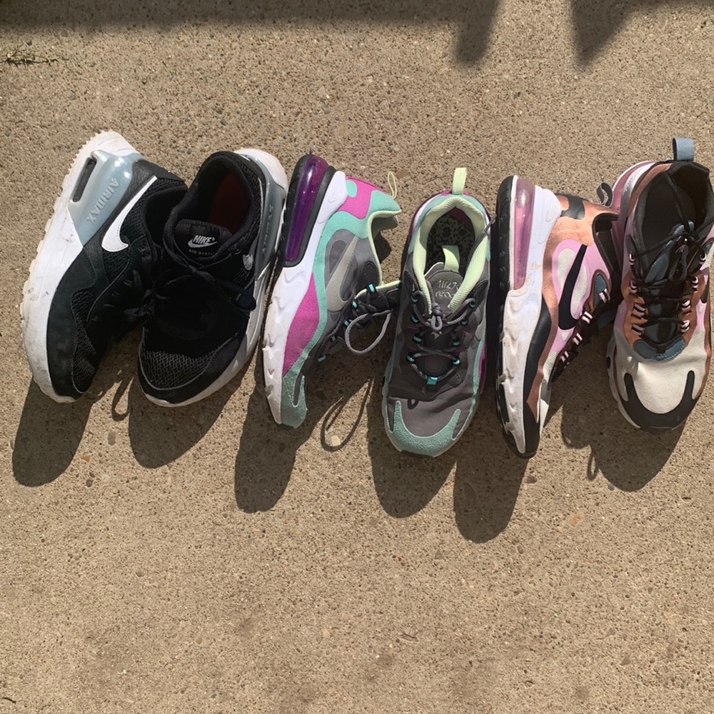 3 pair Nikes 270 react and air max